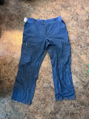 NWT Woman Within Denim Cargo Pants in Blue - Utility Style
